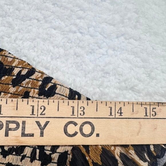 Free People Shirt Womens Extra Small Balloon Sleeve Leopard Print Smocked Flaws - Picture 8 of 14